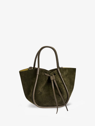 Proenza Schouler Front image of Small Ruched Tote in Soft Suede in Olive