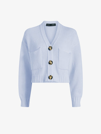 Proenza Schouler Flat image of Sofia Cardigan in Cotton Knit in pale blue