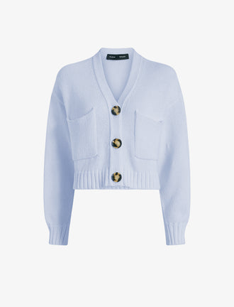 Proenza Schouler Flat image of Sofia Cardigan in Cotton Knit in pale blue