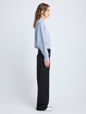 Proenza Schouler Side image of Sofia Cardigan in Cotton Knit in pale blue