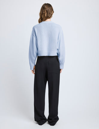 Proenza Schouler Back image of Sofia Cardigan in Cotton Knit in pale blue