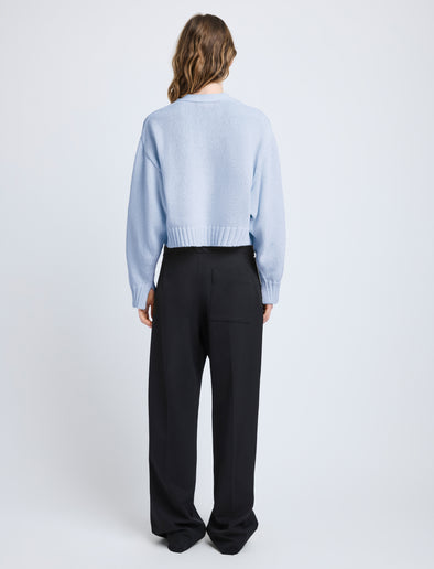 Proenza Schouler Back image of Sofia Cardigan in Cotton Knit in pale blue