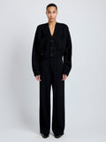 Proenza Schouler Full length front image of model wearing Sofia Cardigan in Eco Cashmere in black