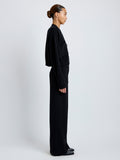 Proenza Schouler Full length side image of model wearing Sofia Cardigan in Eco Cashmere in black