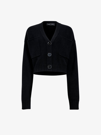 Proenza Schouler Still life image of Sofia Cardigan in Eco Cashmere in black