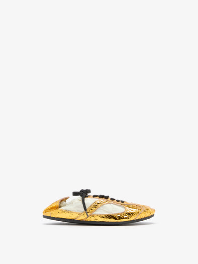 Proenza Schouler Front image of Soft Track Sneakers in Crinkle Gold 