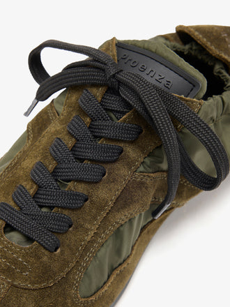 Proenza Schouler Detail image of Soft Track Sneakers in Nylon Calfsuede Combo in Caper