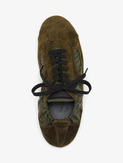 Proenza Schouler Aerial image of Soft Track Sneakers in Nylon Calfsuede Combo in Caper