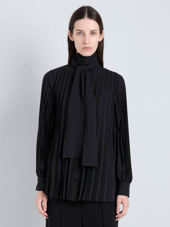 Proenza Schouler cropped front image of Soomin Top in Technical Crepe in black