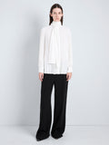 Proenza Schouler full length front image of Soomin Top in Technical Crepe in off white