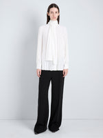 Proenza Schouler full length front image of Soomin Top in Technical Crepe in off white