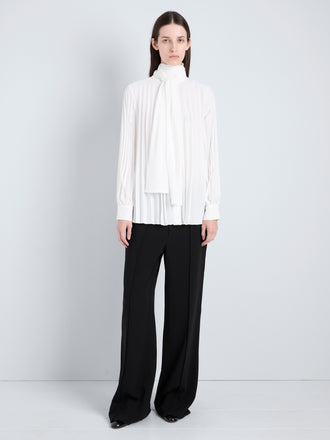 Proenza Schouler full length front image of Soomin Top in Technical Crepe in off white