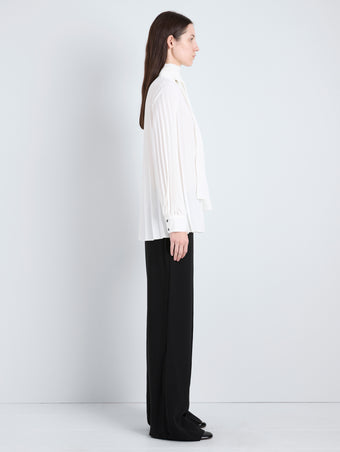 Proenza Schouler full length side image of Soomin Top in Technical Crepe in off white