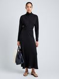 Proenza Schouler Full Length Front Image of model wearing Soren Dress in Rib Crepe in Black
