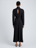 Proenza Schouler Full Length Back Image of model wearing Soren Dress in Rib Crepe in Black