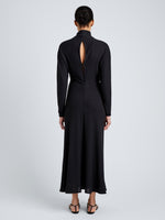 Proenza Schouler Full Length Back Image of model wearing Soren Dress in Rib Crepe in Black