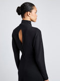 Proenza Schouler Detail Image of model wearing Soren Dress in Rib Crepe in Black