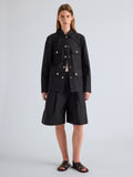 Proenza Schouler Front Full Length on Model Image of Stella Jacket in Stretch Twill in Indigo