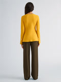 Proenza Schouler Back full length image of model wearing Sukki Jacket in Draped Viscose in Marigold