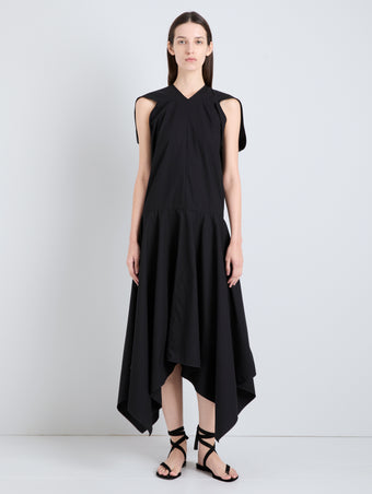 Proenza Schouler Front full length image of model wearing Sybella Dress in Classic Cotton Shirting in Black