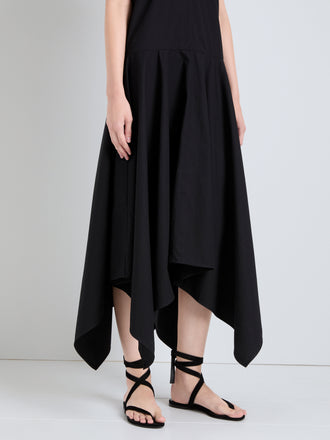Proenza Schouler Detail image of model wearing Sybella Dress in Classic Cotton Shirting in Black