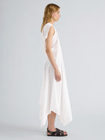 Proenza Schouler Side full length image of model wearing Sybella Dress in Classic Cotton Shirting in Optic White