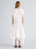 Proenza Schouler Back full length image of model wearing Sybella Dress in Classic Cotton Shirting in Optic White