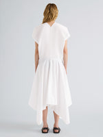 Proenza Schouler Back full length image of model wearing Sybella Dress in Classic Cotton Shirting in Optic White