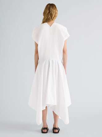 Proenza Schouler Back full length image of model wearing Sybella Dress in Classic Cotton Shirting in Optic White