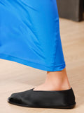 Runway image of Soft Square Slippers in Satin in black