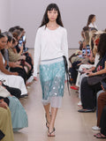 Runway  image of model in Tina Sweater In Cotton Silk in white