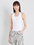Proenza Schouler cropped front image of Tana Top in Embroidered Cotton in White