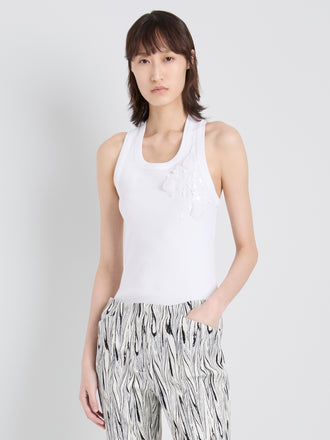 Proenza Schouler cropped front image of Tana Top in Embroidered Cotton in White