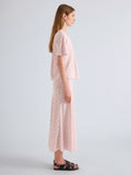 Proenza Schouler Front Side Length Model Image of Tasha Top in Pinstripe Flou in Orchid Black