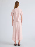 Proenza Schouler Back Full Length Model Image of Tasha Top in Pinstripe Flou in Orchid Black