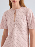 Proenza Schouler Front Detail Image of Tasha Top in Pinstripe Flou in Orchid Black