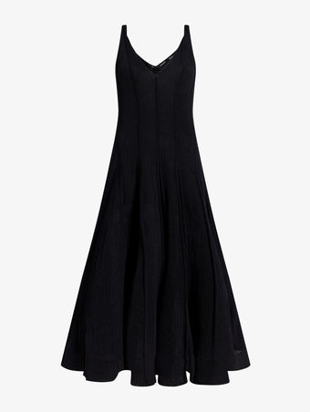 Proenza Schouler flat image of Tavia Dress in Viscose Fringe Knit in black