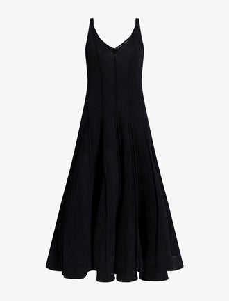 Proenza Schouler flat image of Tavia Dress in Viscose Fringe Knit in black