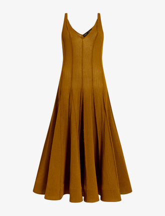 Proenza Schouler flat image of Tavia Dress in Viscose Fringe Knit in olive