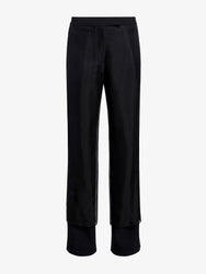 Proenza Schouler flat image of Teddy Pant in Wool Twill Suiting with Organza in black