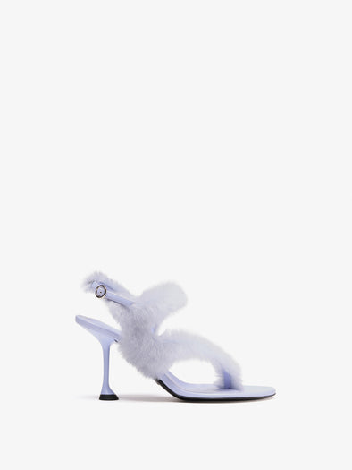 Proenza Schouler Front image of Tee 85 Thong Sandal In Shearling in Wisteria