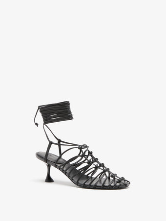 Proenza Schouler 3/4 Front image of Tee Knot Sandals In Nappa in Black