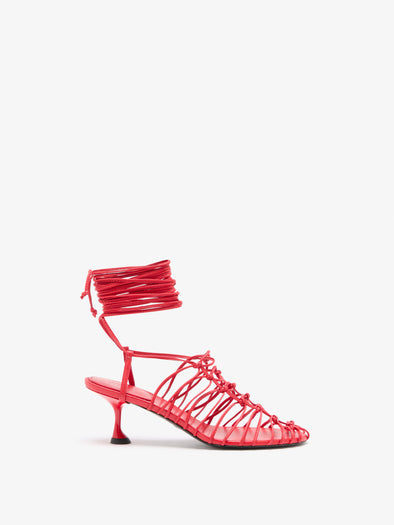 Proenza Schouler Front image of Tee Knot Sandals In Nappa in Scarlet