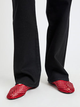 Proenza Schouler model wearing Tee Perforated Ballerina Flats in red