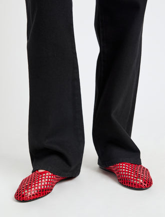 Proenza Schouler model wearing Tee Perforated Ballerina Flats in red
