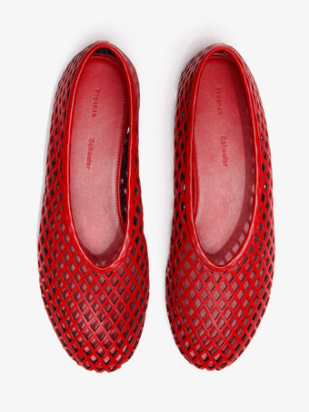 Proenza Schouler Aerial image of Tee Perforated Ballerina Flats in red