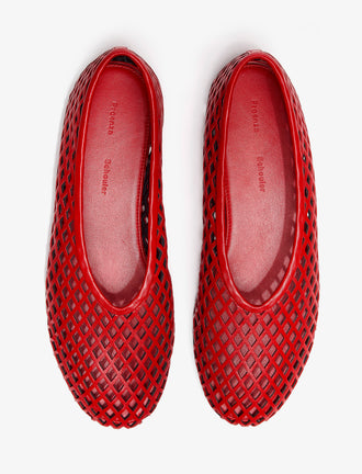 Proenza Schouler Aerial image of Tee Perforated Ballerina Flats in red