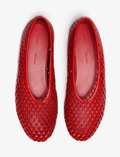Proenza Schouler Aerial image of Tee Perforated Ballerina Flats in red