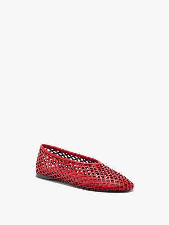 Proenza Schouler Front image of Tee Perforated Ballerina Flats in red