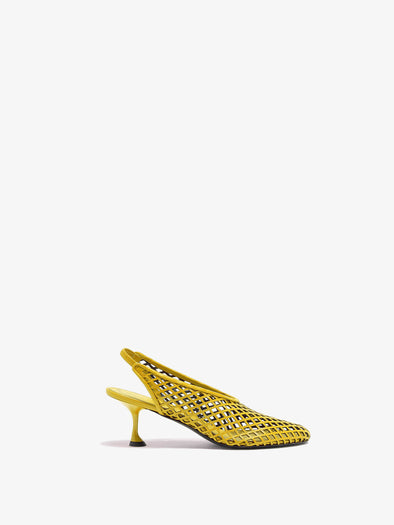 Proenza Schouler Front image of Tee Perforated Slingback Pumps in Nappa in canary